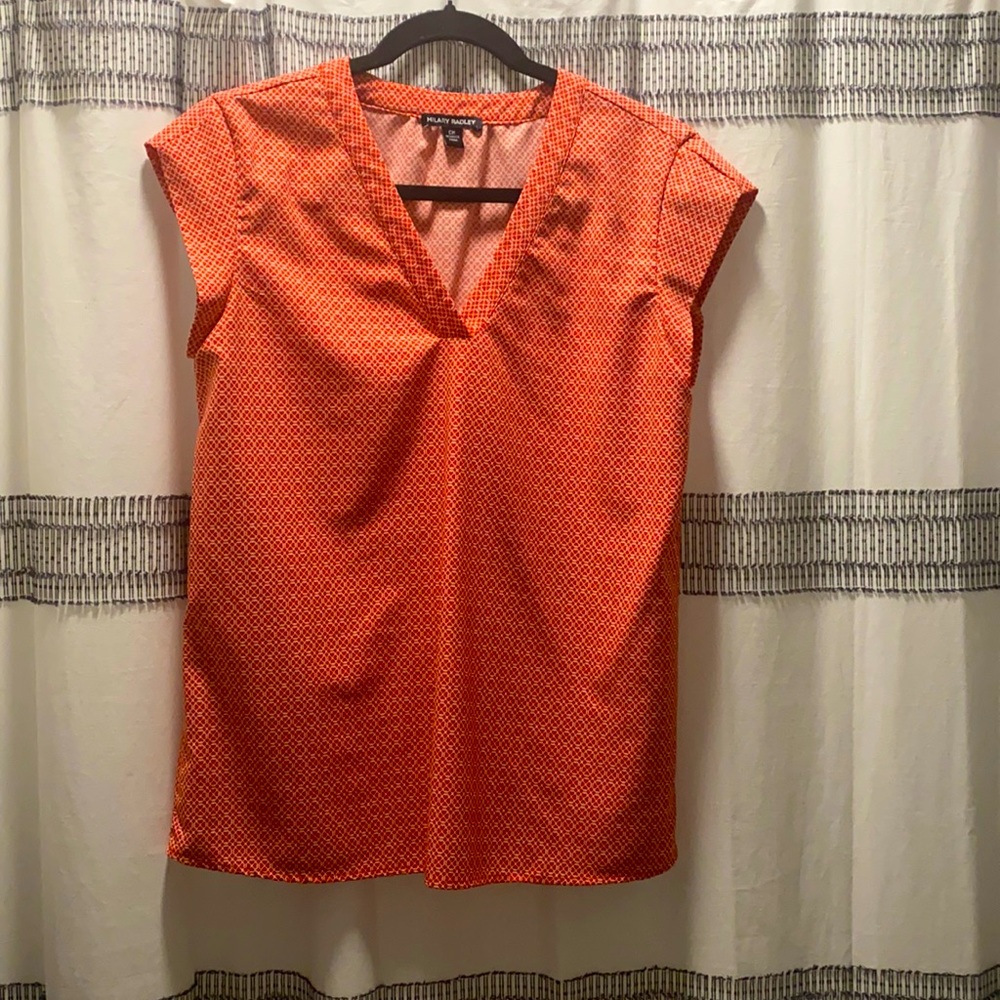 Hilary Radley orange shirt sleeve blouse